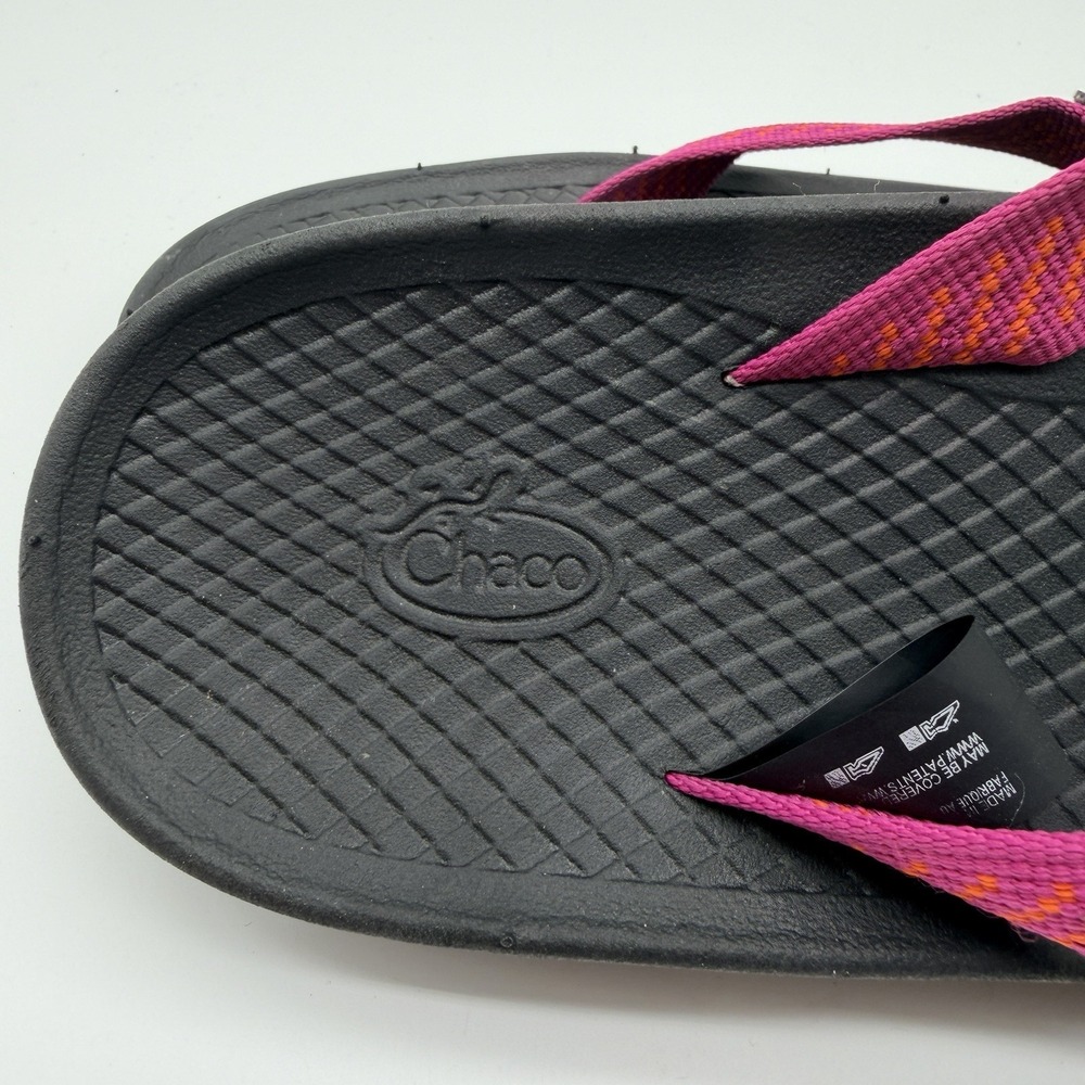 Chaco Sandals Women's Sz 7 Black Pink Straps Footbed Flip Flops - Picture 2 of 7